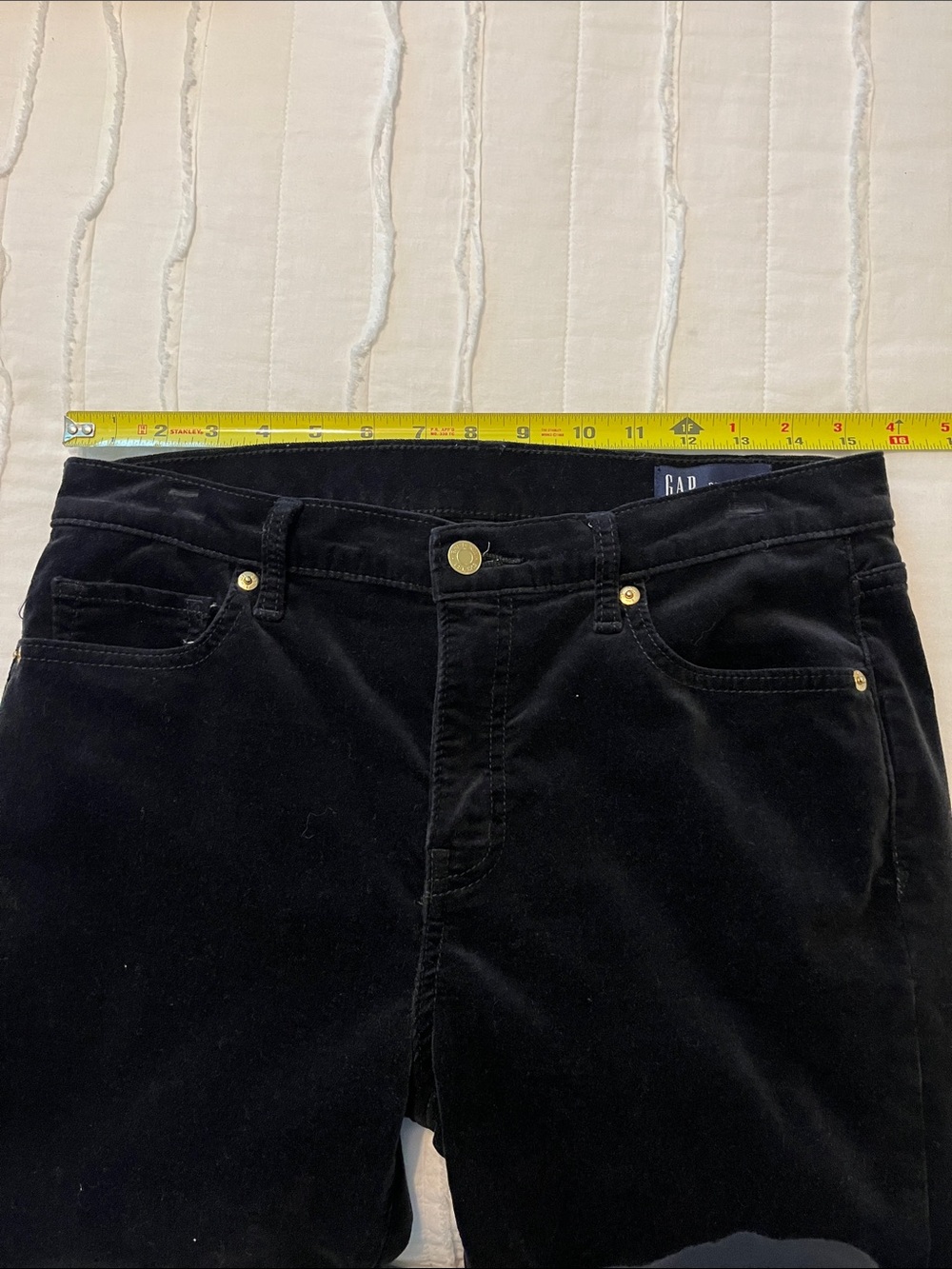 GAP black velvet 5 pocket baby boot jeans/pants size 8 short - Picture 5 of 8